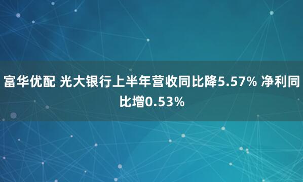 富华优配 光大银行上半年营收同比降5.57% 净利同比增0.53%